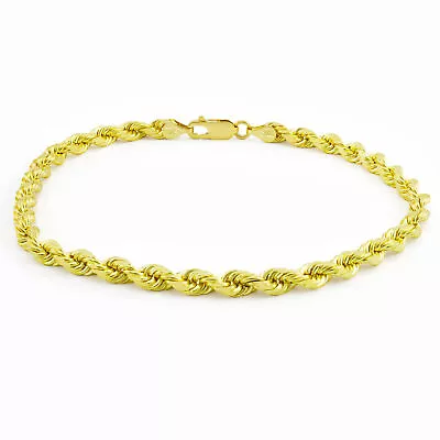 10k Yellow Gold Mens 4mm Diamond Cut Rope Genuine Italian Chain Link Bracelet 8  • $135.99