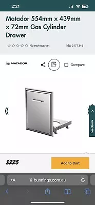 Matador BBQ Sliding Gas Cylinder Drawer • $190