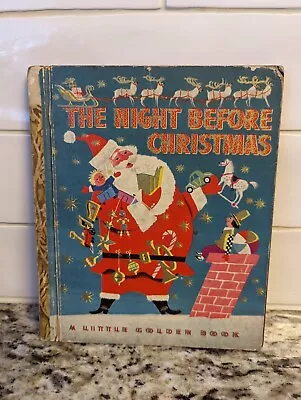 Vtg The Night Before Christmas Malvern Little Golden Book 1st Ed. With Letter A • $49