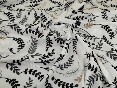 Minerva Embroidered Cotton Lawn Fabric White - Per Metre • £17.98