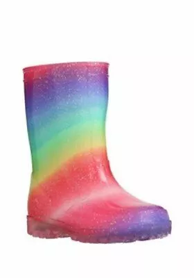 F&f Children's Light-up Rainbow Wellies Wellington Rain Boots Kids/child Size 8 • £24.99