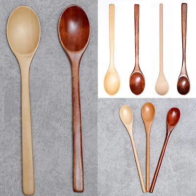 $3.62 • Buy Long Handle Wooden Spoon Coffee Stirring Tea Dessert Soup Spoon Kitchen Tool