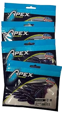 Lot Of 4 Packages - Apex Tackle - 3  Curly Tail Grub - Purple Blue Flake • $7.99