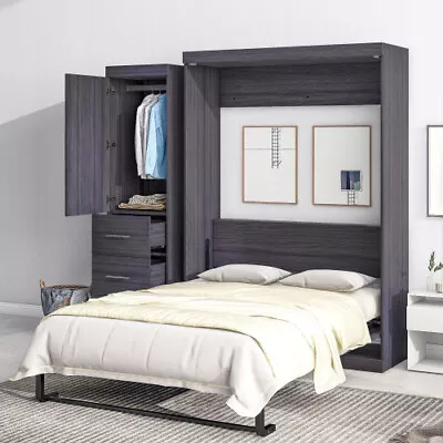 Twin/Full Size Murphy Wall Bed Platform Bed Frames With Wardrobe Storage Drawers • $1359.99