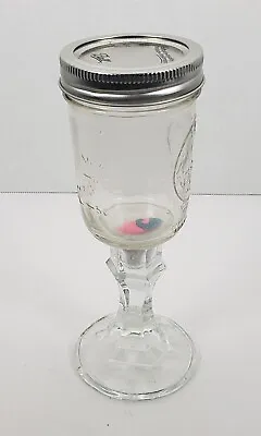 Clear Glass Mason Jar Country Goblet Redneck Wine Glass 8  Tall • $12