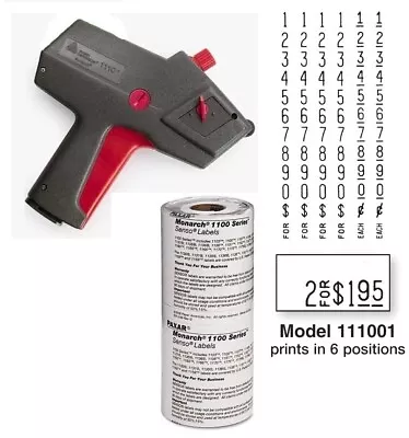 NEW Monarch 1110 PRICE GUN 1110-01 - INCLUDES SLEEVE OF LABELS (15 ROLLS) & INK • $89.84