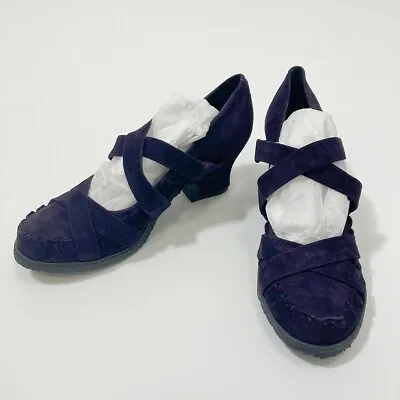£60 • Buy New With Box - Audley Ink (violet) Suede Wedge Shoes - Straps, Size Eu 39 (uk 6)