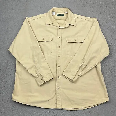 $19.45 • Buy VINTAGE Gander Mountain Shirt Mens Big 3XL Chamois Flannel Beige Cotton Made USA
