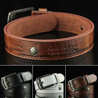 Cowboy Pin Buckle Waistband Casual Business Belts Pants Bands  Men's Belt • £7.90