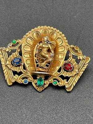 1940's VTG Athennic Arts Mermaid Gold Plated Rhinestone Brooch 1 STONE MISSING • $350