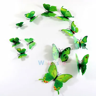 12 Pcs 3D Butterfly Wall Stickers Art Decal Home Room Decorations Decor Kids G/S • £3.40