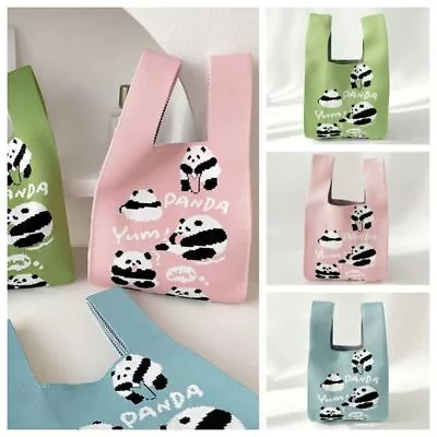 Foldable Panda Knit Handbag Reusable Knit Tote Bag Reusable Shopping Bag  Lady • $15.71