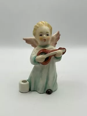 Vintage Goebel Angel  Playing Mandolin Figurine Candleholder 3”H W. Germany • $8