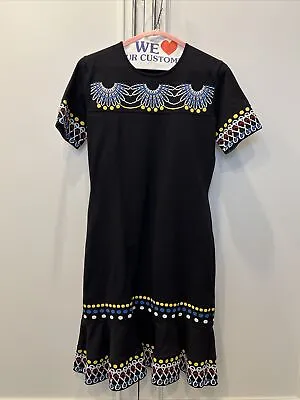 Peter Pilotto $1295 Black Multi Embroidered Dress Large (MADE IN ITALY) • £56.30