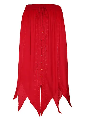 Eaonplus Boho Hippie Goth Wicca Jordash Pagan Pixie Red Skirt Uk 18 20 22 24  • £19.99