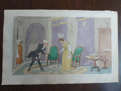 £6.50 • Buy Aquatint Print - 1821 Dr Syntax Received By The Maid Instead Of The T Rowlandson