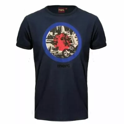 Merc London Mens 60s Mod Granville T-shirt Navy S • £27.50