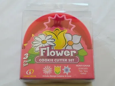 3 Pc. Tulip Daisy Daffodil FLOWER Cookie Cutter Set  By Global Decor • £5.69