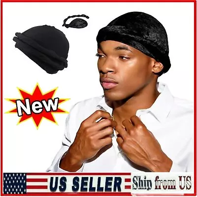 Halo Turban Durag For MenSatin Silk Lined Elastic Turban Head Wrap Head Scarf • $7.25