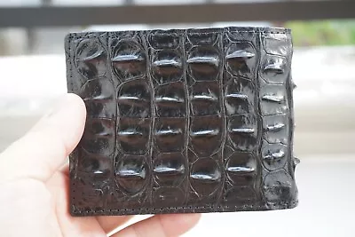 Double Side Handmade Real Crocodile Leather Skin Men Bifold Wallet Black #D19 • $63.75