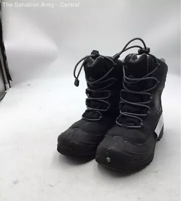 Columbia Boys Black Drawstring Mid Calf Waterproof Round Toe Snow Boots Size 5 • $5.99
