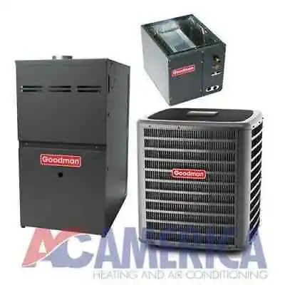 2 Ton Goodman 14 SEER 60k Btu 80% AC Gas Furnace GSX140241 GM9S800603AN CAPF • $2614