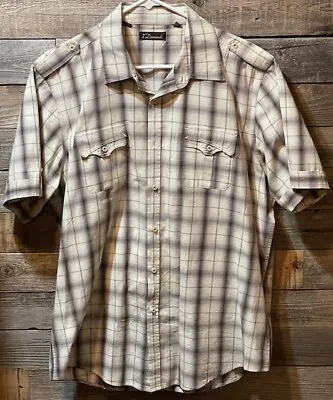 7 DiamondsShort Sleeve Shirt Men’s Size XL Black White Plaid Crest Design • $14.99