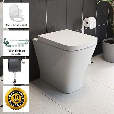 £134.97 • Buy Back To Wall BTW Toilet Pan Soft Close Seat Concealed Cistern Dual Flush Button