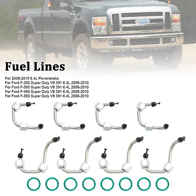 8PCS Fuel Injector Install Kit W/ Injector Line For Ford F250-F550 6.4 2008-10 • $58.89