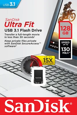 SanDisk 128GB SDCZ430-128G Ultra Fit USB 3.0 Nano Flash Pen Drive 130MB/s • $22.95
