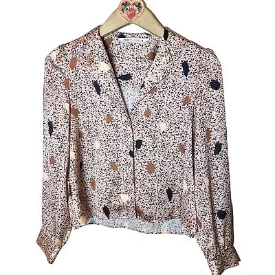 ZARA Satin Printed Blouse Top Womens XS • $22.99