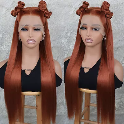 Heat Resistant Synthetic Lace Front Wig 13x4 Pre Plucked Orange Hair Women Party • $38.63