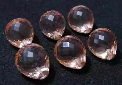 6 Pcs Hydro Morganite Pink Quartz Faceted Tear Drop Briolette Beads 14x16MM • $25.10