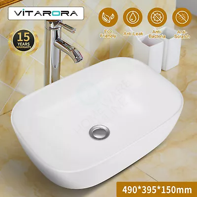Ceramic Bathroom Basin Sink Vanity Top Above Counter Wash Basin Bowl Gloss White • $79