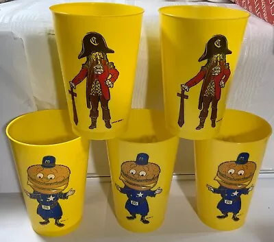 5 Vintage McDonalds Yellow Plastic Cups 1980’s Big Mac & Captain Crook • $12.99