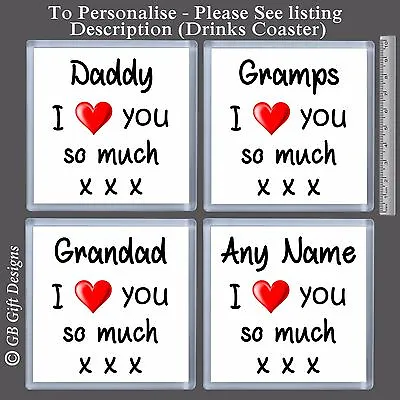 £4.25 • Buy Personalised Gift/Heart/Coaster/I Love You/Daddy/Grandad/Any Name/Birthday/Xmas
