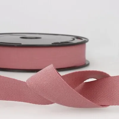 Stephanoise 30mm Cotton Herringbone Twill Tape Antique Pink - Per Metre • £0.99