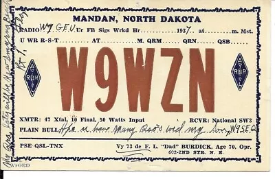 QSL 1937 Mandan North Dakota   Radio Card • $6.02