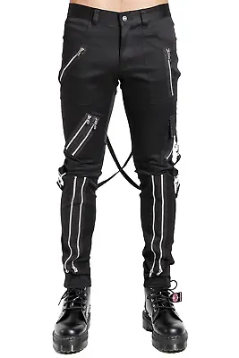 Tripp NYC Straight-Leg Bondage Pants [Black] - Goth Mall Goth Rave • $105.99