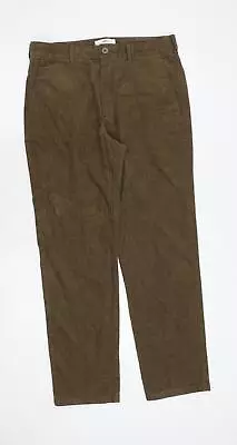 Marks And Spencer Mens Brown Cotton Trousers Size 32 In Regular Zip • £5.75