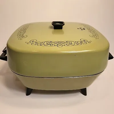 General Electric 5.5Qt AVOCADO Green Deluxe Teflon Vintage Dutch Skillet W/ Lid • $65