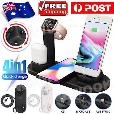 $20.45 • Buy 4 In 1 Wireless Charger Dock Charging Station For Air Pods Watch IPhone 12 11 XS