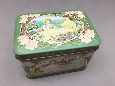 Four Seasons Women Muses Antique Tea Tin Box England Hinged Litho Art Nouveau • $15.79