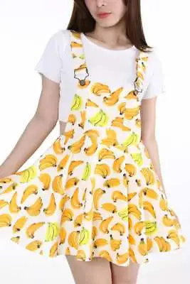 Glitters For Dinner GFD Banana Pinafore Dunagree Dress Size M UK 10/12 Kawaii • £14