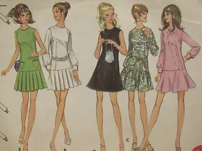 Mod VTG 60s BUTTERICK 5672 Misses Drop-waist Dress In 5 Looks PATTERN 8/31.5B • $5.98