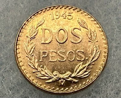 1945-Mo 2 Peso Gold Mexico Dos Pesos Gem Uncirculated Coin • $160