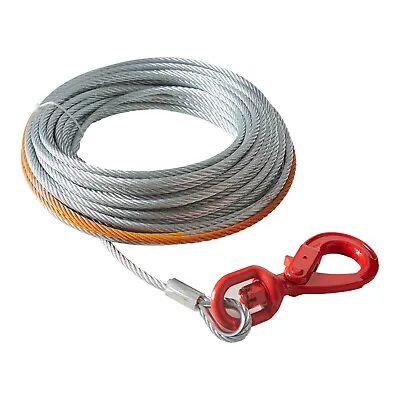 VEVOR 3/8 X75' Winch Cable Steel 15200lb Core Wire Rope Self Locking Swivel Hook • $44.99