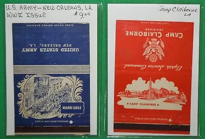 WW2 US Army Air Bases In New Orleans: Camp Claiborne & Mardi Gras Matchbooks X2 • $19.99