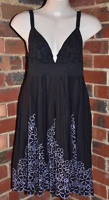 NEVENKA Black Embroidered Baby Doll Dress - Size 12 - EUC • $150