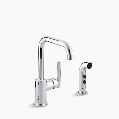 KOHLER K-7511-CP Purist Kitchen Sink Bar Faucet Swing Spout With Spray Chrome • $229